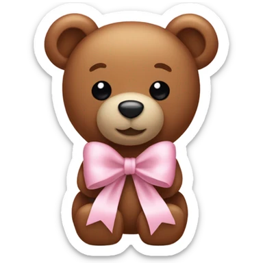 Aesthetic teddy bear with a light pink bow sticker
