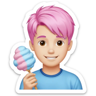 cotton candy haired boy just face sticker
