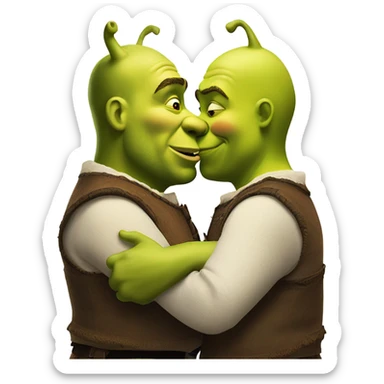 Shrek kissing another man sticker