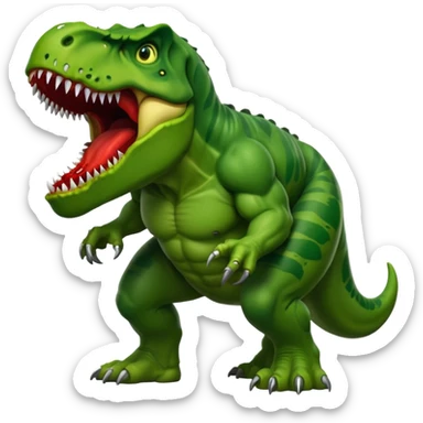 Tyrannosaurus rex eating the Hulk sticker