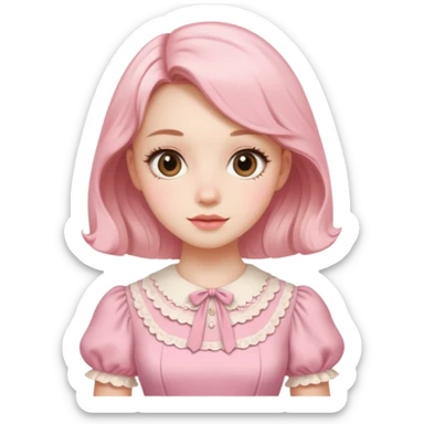 Cottagecore style ultra cute vintage material pink dress sticker