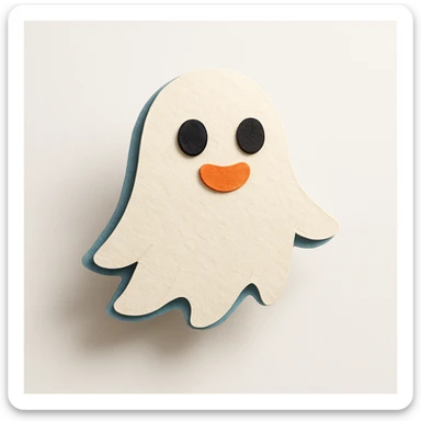 three-dimensional and adorable ghost character paper craft style sticker