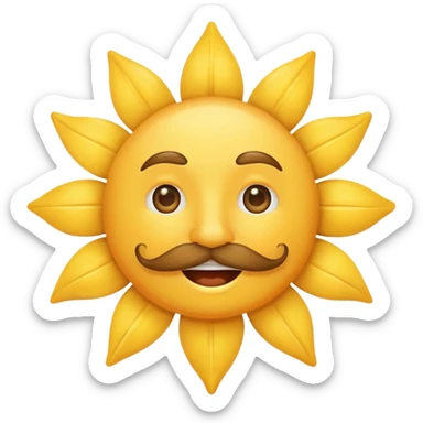 sun with mustache with no smile no brows sticker
