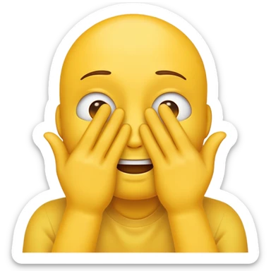 Embarassed emoji with hands that cover its face from the embarassment sticker