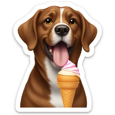 Brown dog eating an ice cream cone sticker