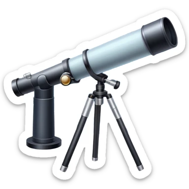 An icon featuring a telescope, stars, and a planet, symbolizing astronomy. The design includes a crescent moon, distant galaxies, and constellations, representing the study of space and celestial bodies. Transparent background highlights the exploration of the universe and cosmic phenomena. sticker