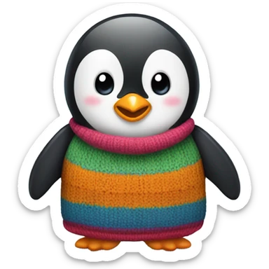cute penguin in a big sweater sticker