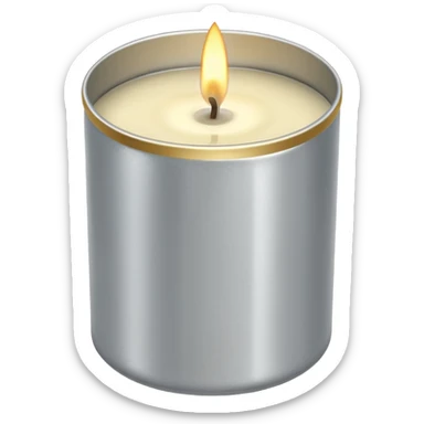 Vanilla candle – cream-colored wax in a silver tin sticker