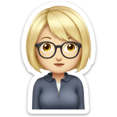 Chubby anime girl with glasses and short blonde hair sticker