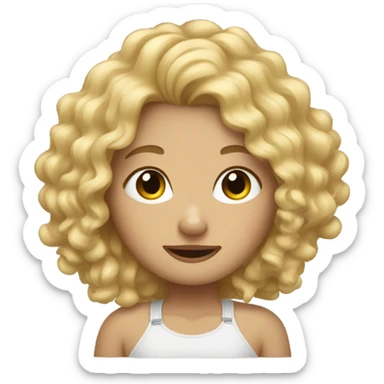 blonde curly hair girl with itchy skin sticker