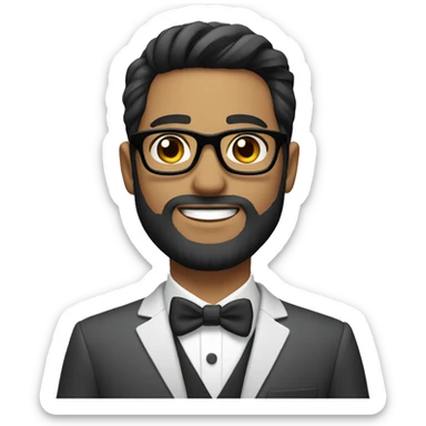 groom with dark hair a beard and glasses light skin sticker