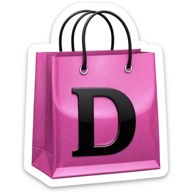 PINK GLITTER SHOPPING BAGS WITH A LETTER D IN THE MIDLLE IN COLOUR BLACK WITH GLITTER TOO  sticker