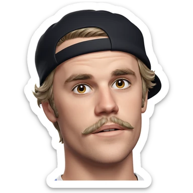 boy with mustache in hat sticker