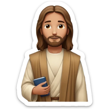 Jesus standing in a modern cityscape with a diverse group of people, detailed background with skyscrapers, streetlights, cars, and city signs sticker