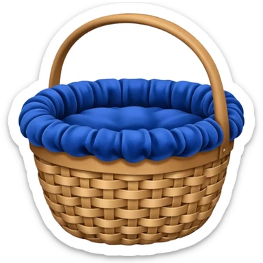 Basket made with blue velvet fabric sticker