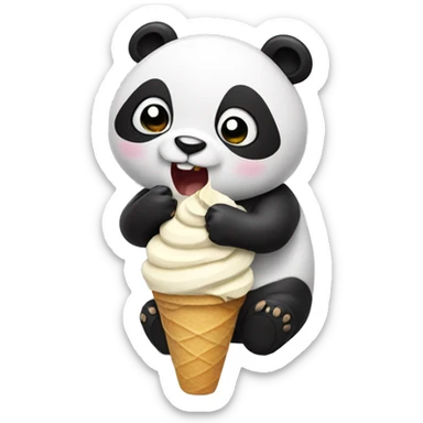 Panda eating ice cream sticker