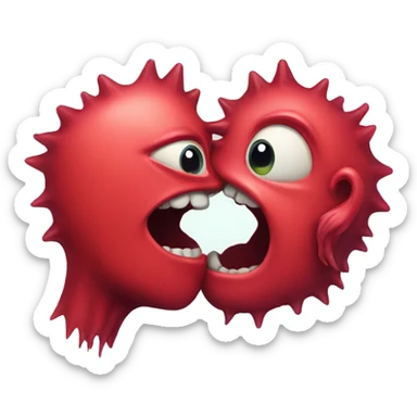 Kissing monster kissing sticker