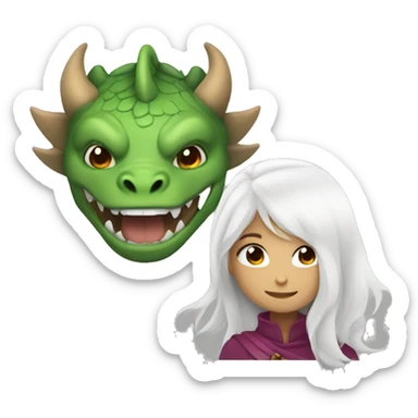Dragon and white hair gir sticker