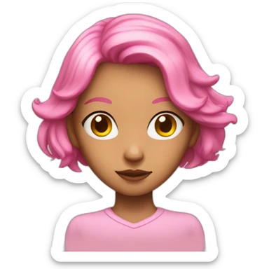 Mina is a teenage girl with pinkish skin, yellow eyes, and short pink hair with yellow antennae. sticker