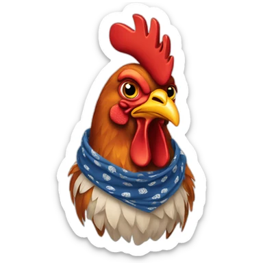 rooster wearing a bandana sticker