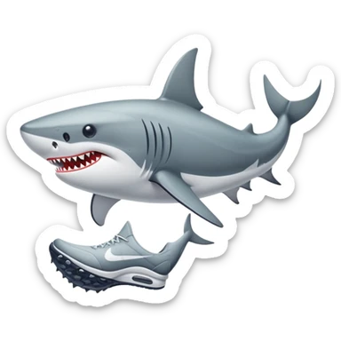 Un tiburón con dos piernas y zapatillas nike sticker