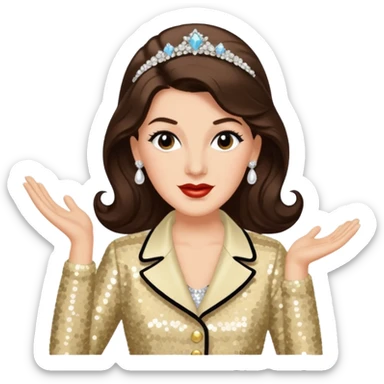 Maxene Andrews from The Andrews Sisters with long dark brown hair, cream sequin outfit sticker