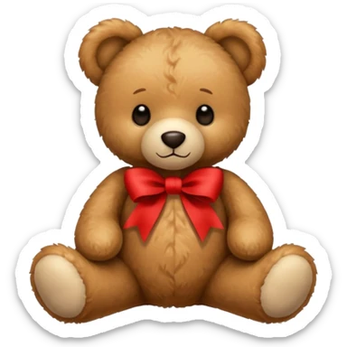 teddy bear with red ribbon sticker