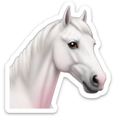white horse with light pink nose sticker