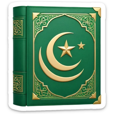 Closed Quran with the Islamic Symbol on it (moon and star) green sticker