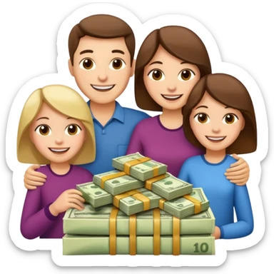 money around a family of four people sticker