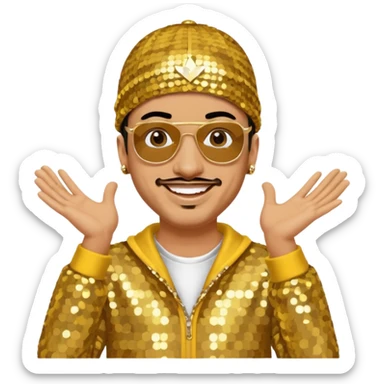 Ali G with gold sequin outfit sticker