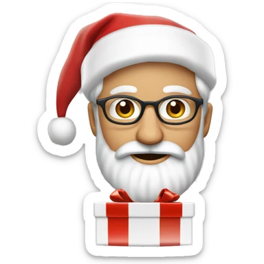 père Noël avec cadeau est costume rouge et barbe blanche sticker