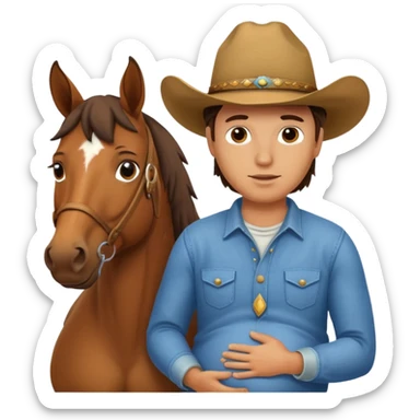 pregnant man  near horse sticker