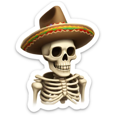 Skeleton wearing a Mexican hat sticker