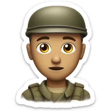 make an 100 yard stare emoji of a solier sticker