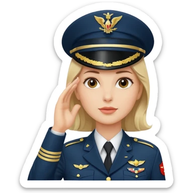 Teniente coronel mujer saludando sticker