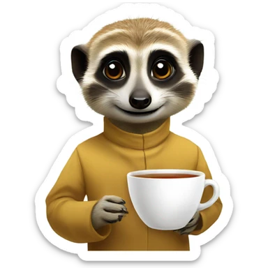 Meerkat with tea sticker