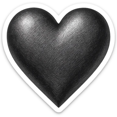 heart with a metallic graphite finish, digital illustration sticker