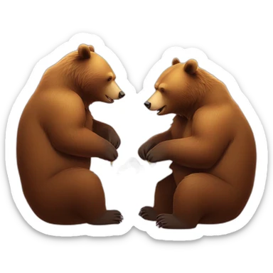 2 Cute Grizzly bears eating from honey sticker