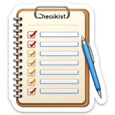 open notebook with a checklist sticker