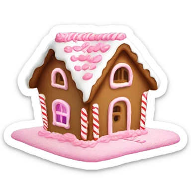 Gingerbread house with light pink icing sticker