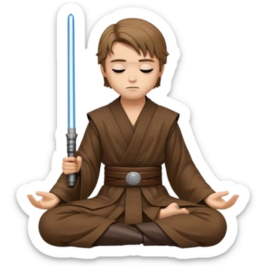 Make Anakin meditating position with jedi robes nk cape closed eyes with jedi boots hands on knees no ligthsaber sticker