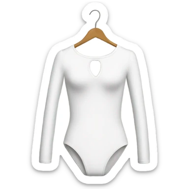 white long sleeve closed neck shapewear bodysuit sticker