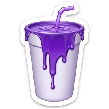 sytrofoam cup with a thick purple liquid dripping sticker