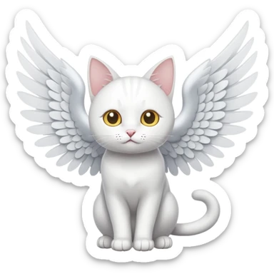 white cat with wings sticker