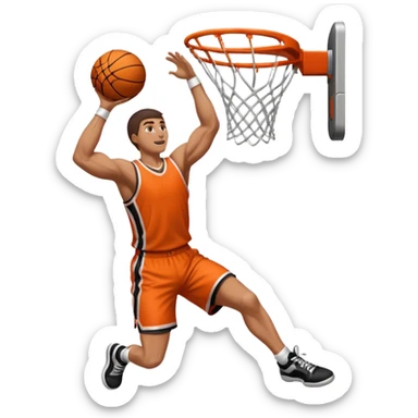 an arm dunking a basketball into a hoop sticker