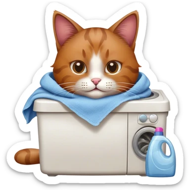 cat washing clothes sticker