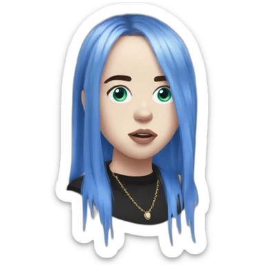 Billie eilish chanteuse cheveux bleus yeux bleus sticker