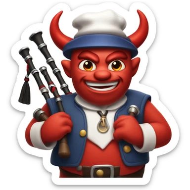 Devil plumber with bagpipes sticker