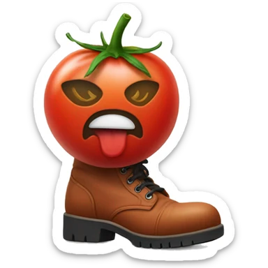 Tomato wearing combat boots sticker